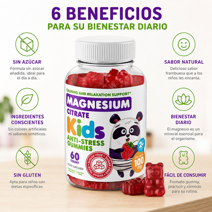 🌿Suplemento de magnesio en gomitas sin azúcar para niños y adultos 🧸