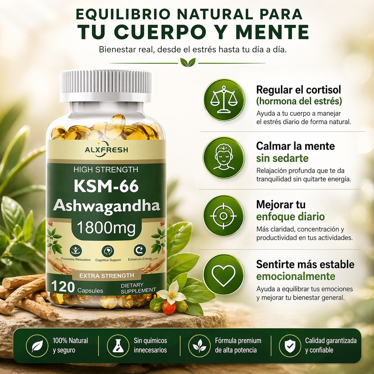 🌿Suplemento de Ashwagandha Natural KSM-66