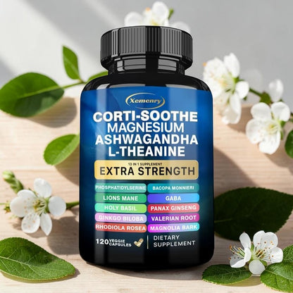 🌿Suplemento Corti-Soothe®  Triple acción, Magnesio, Ashwagandha y L-teanina